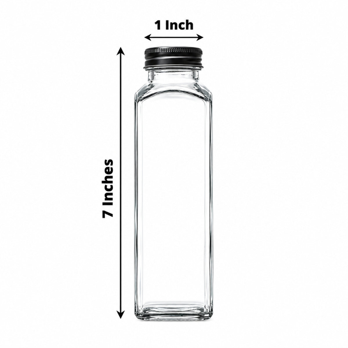 Home Collection 12-Piece 12 oz Refillable Square Glass Bottles with Aluminum Caps