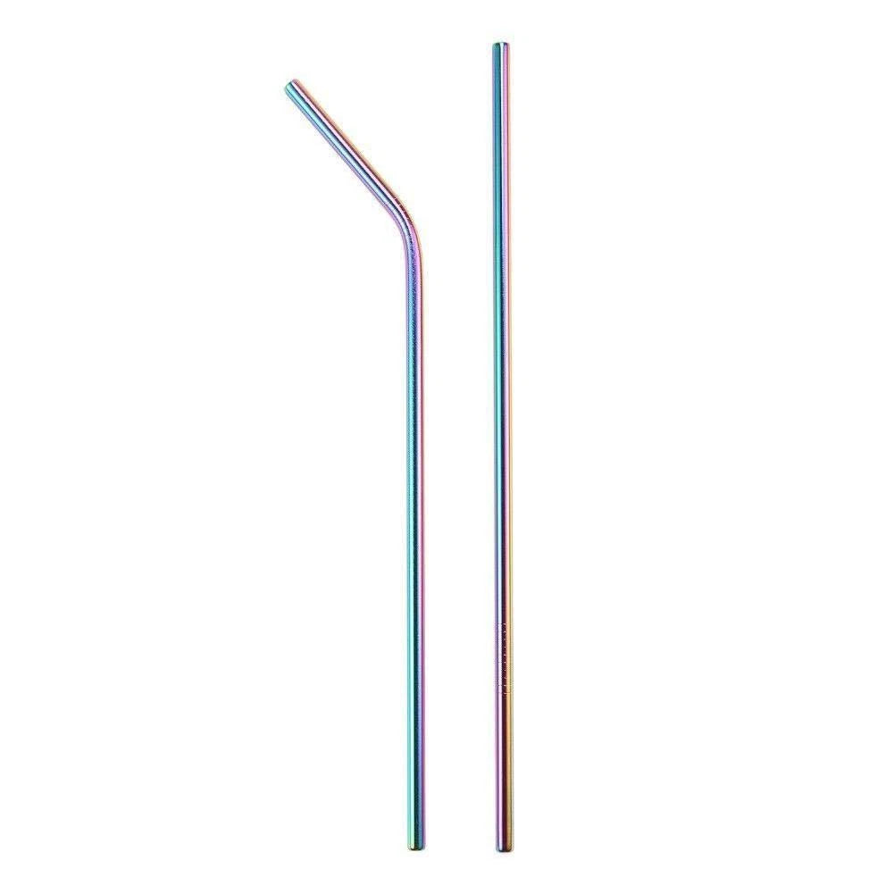 8-Pack 10.5" Mermaid Rainbow Stainless Steel Cocktail Straws