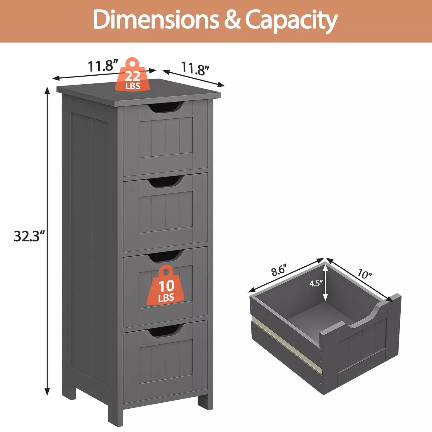 Gray Corner Bathroom Storage Cabinet