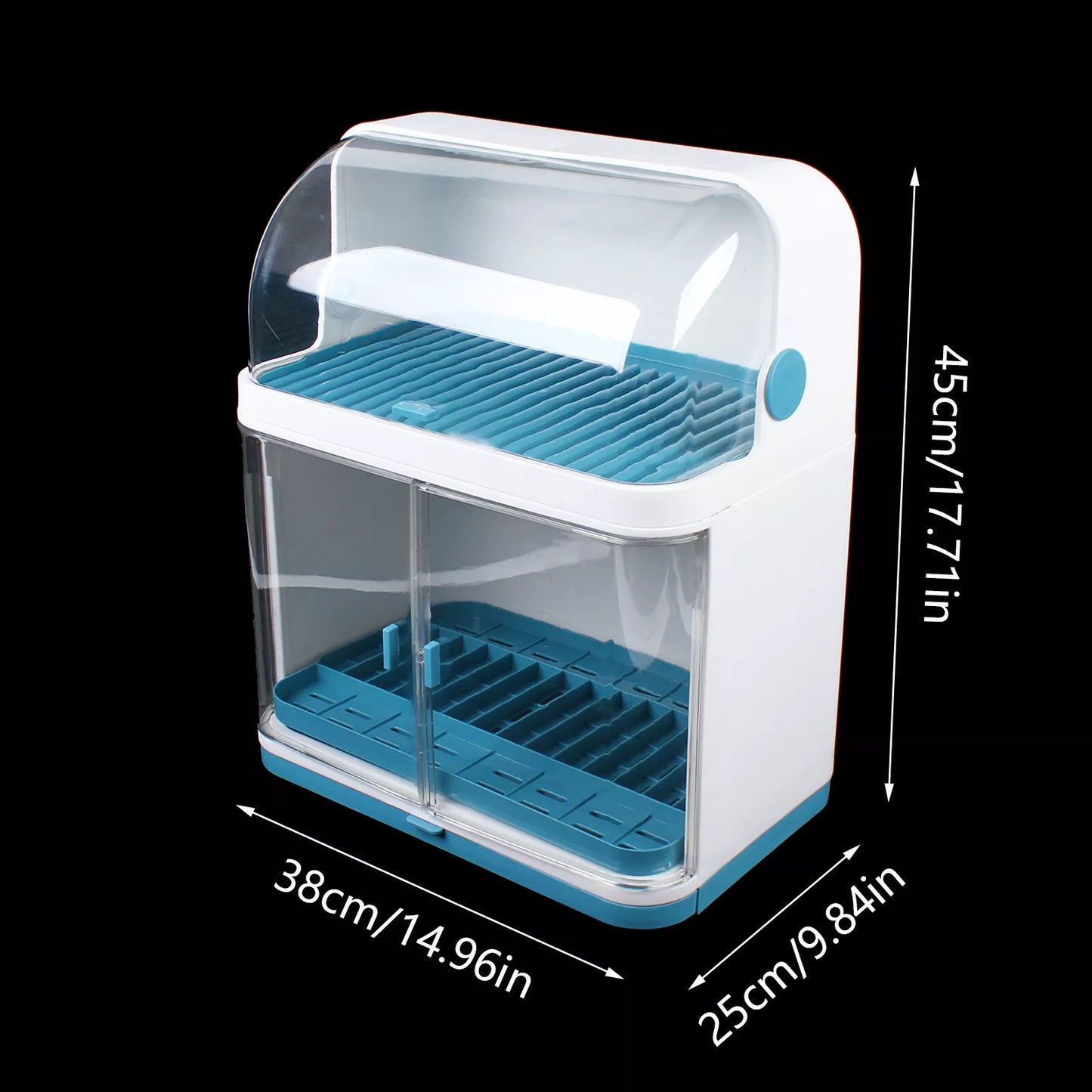 2-Layer Kitchen Dish Drying Rack with Dust-Proof Cover
