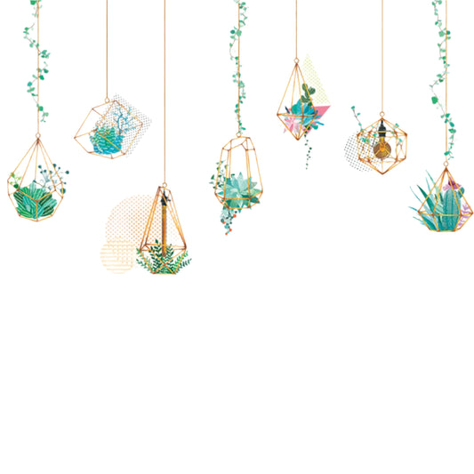 Green Hanging Terrarium Plant Wall Stickers