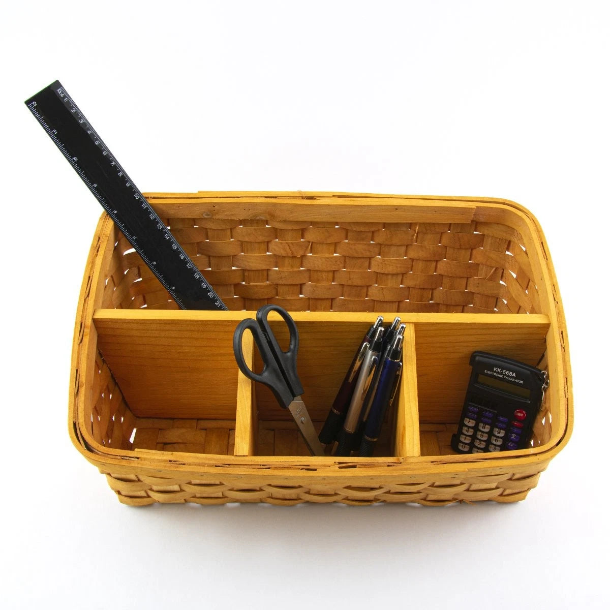 Wicker Desk Organizer Caddy with Calculator, Scissors, Pens & Ruler