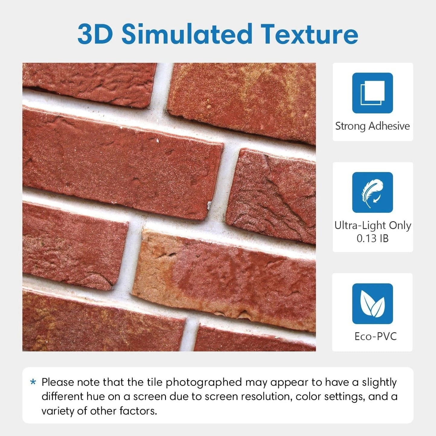 Home Collection 20Pcs 3D Red Brick Peel and Stick Wall Panels 12"x12"