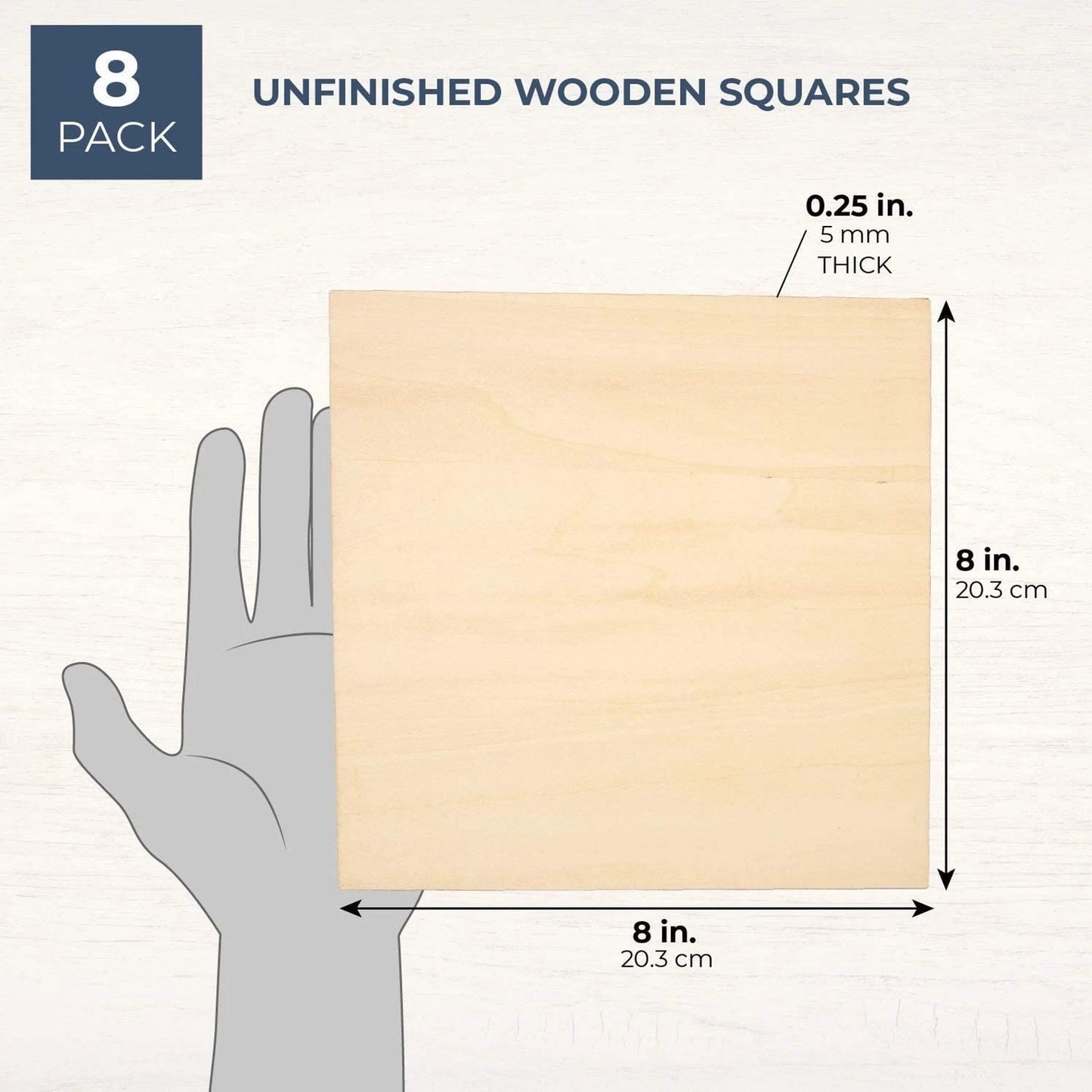 8 Pack Thin 8x8 Unfinished Wood Squares for Crafts