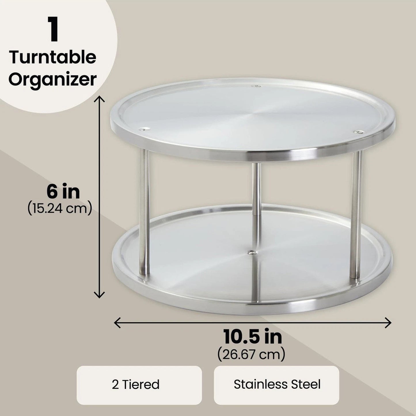 2 Tier Lazy Susan 360° Turntable Kitchen Spice Organizer Rack