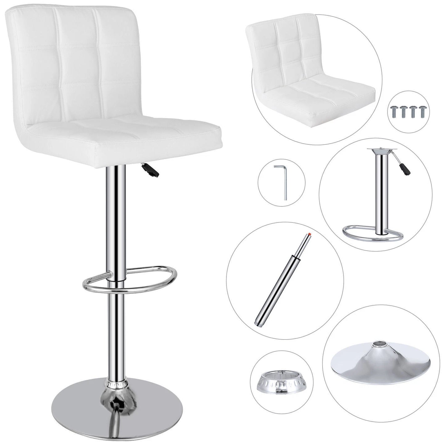 Set of 2 Adjustable Swivel Bar Stools with Footrest