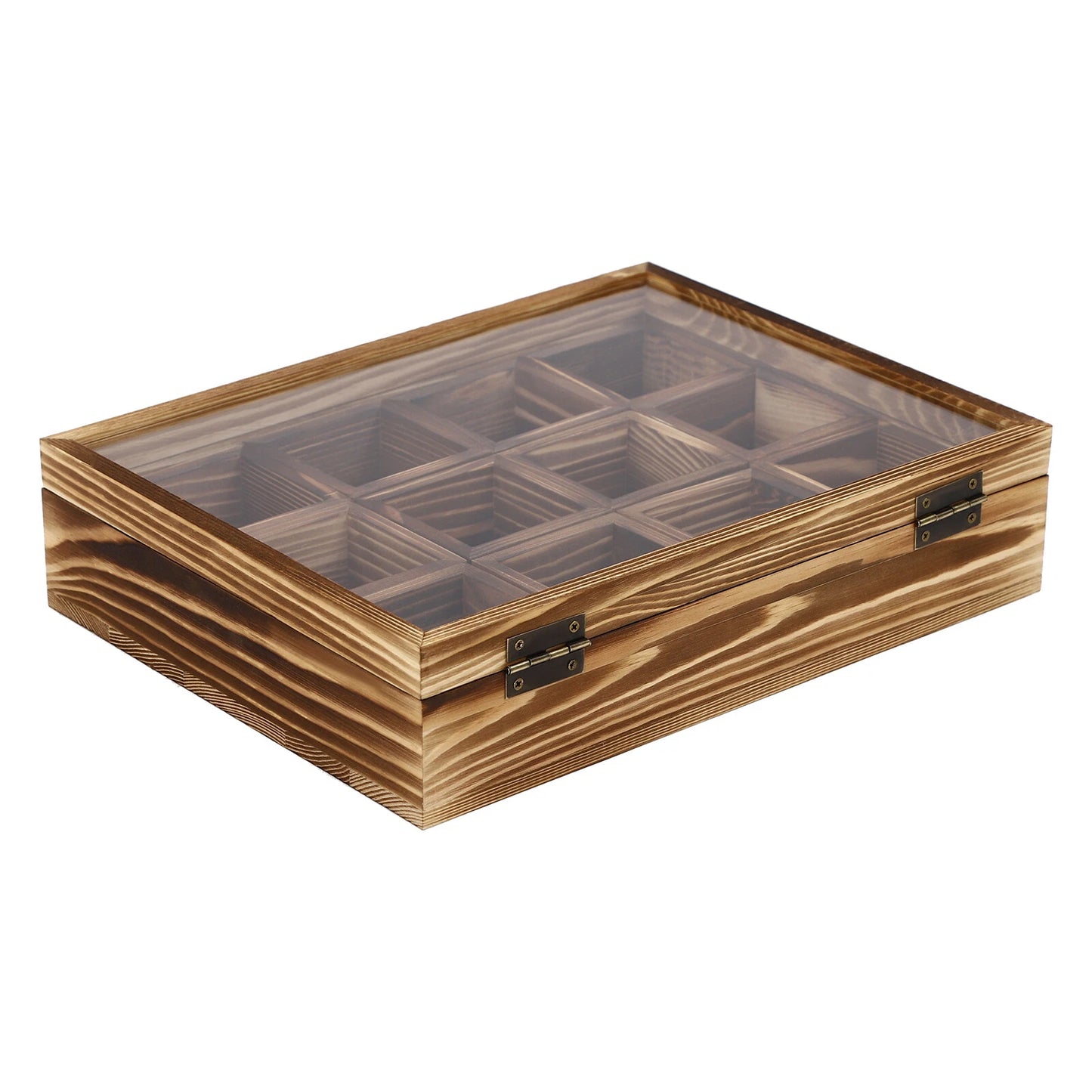 12-Compartment Wooden Spice Box with Spoon