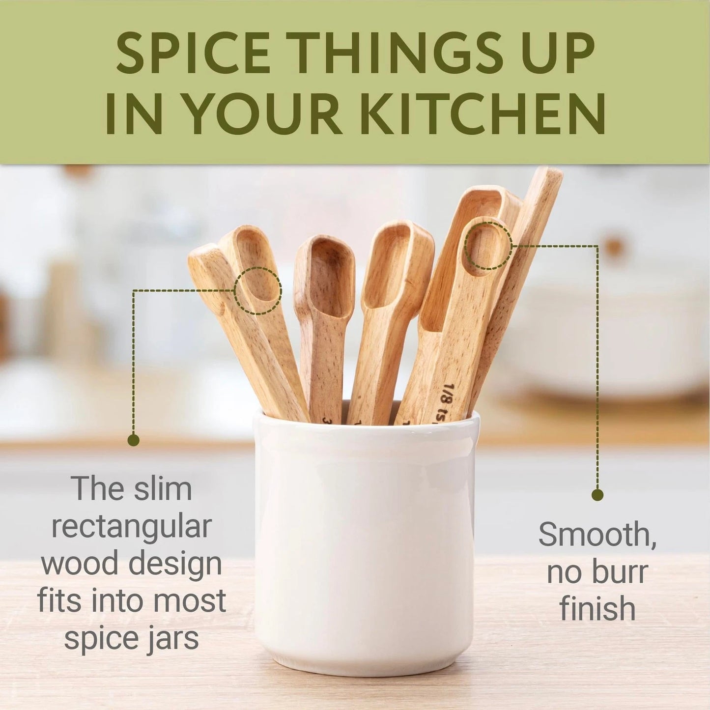 7-Piece Narrow Wood Measuring Spoon Set