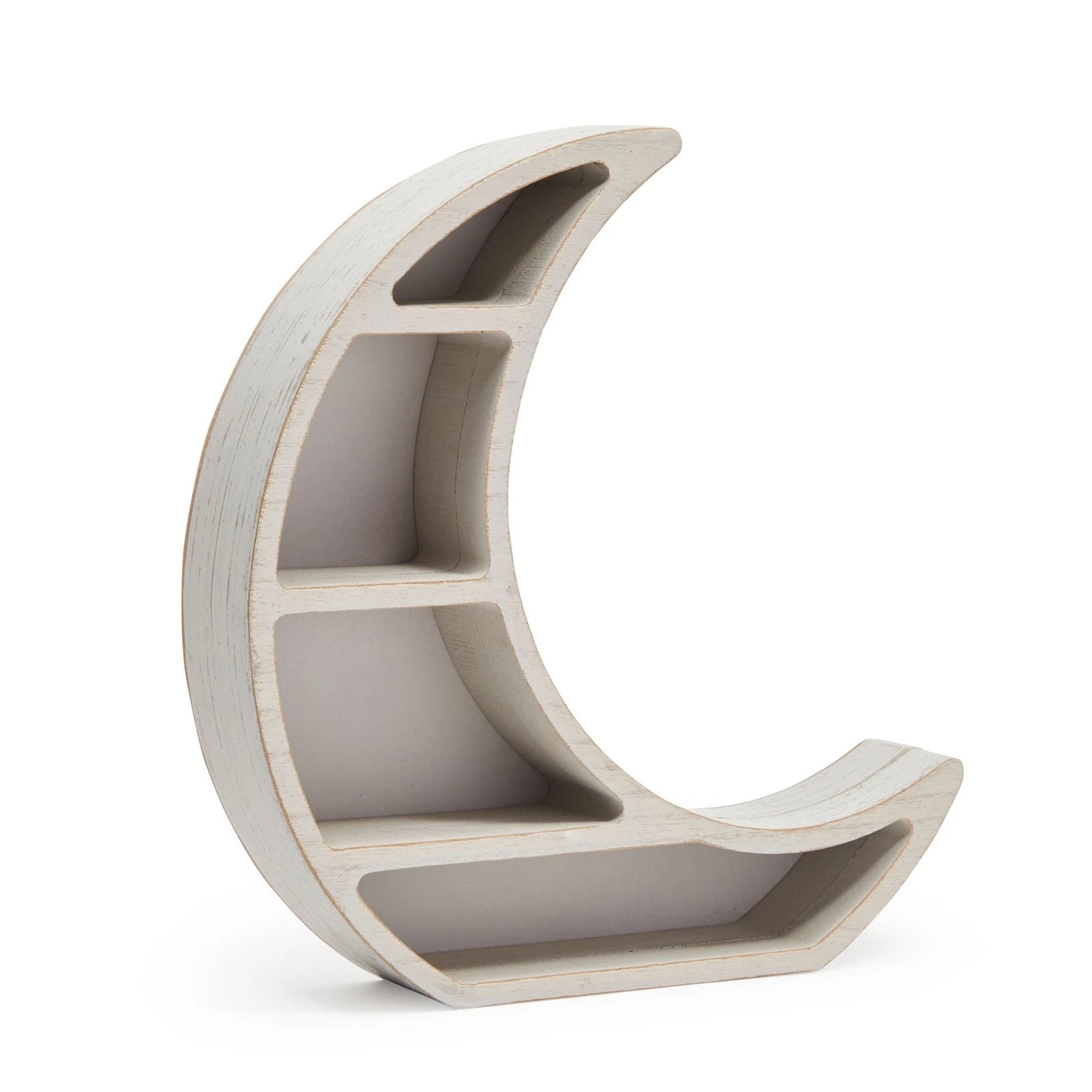 Rustic White Crescent Moon Wall Shelf