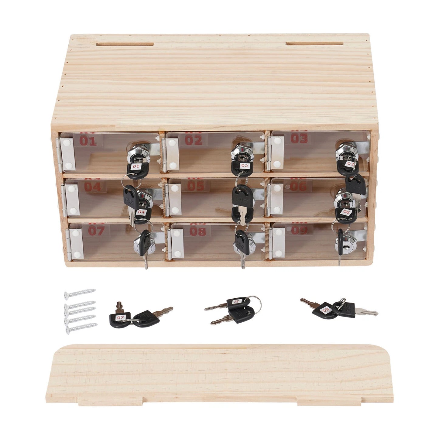 9-Slot Cell Phone Storage Cabinet – 3-Tier Organizer with Keys