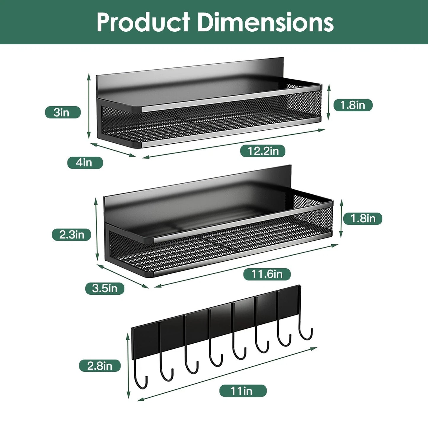 Magnetic Spice Rack Set – 3-Piece Kitchen Organizer
