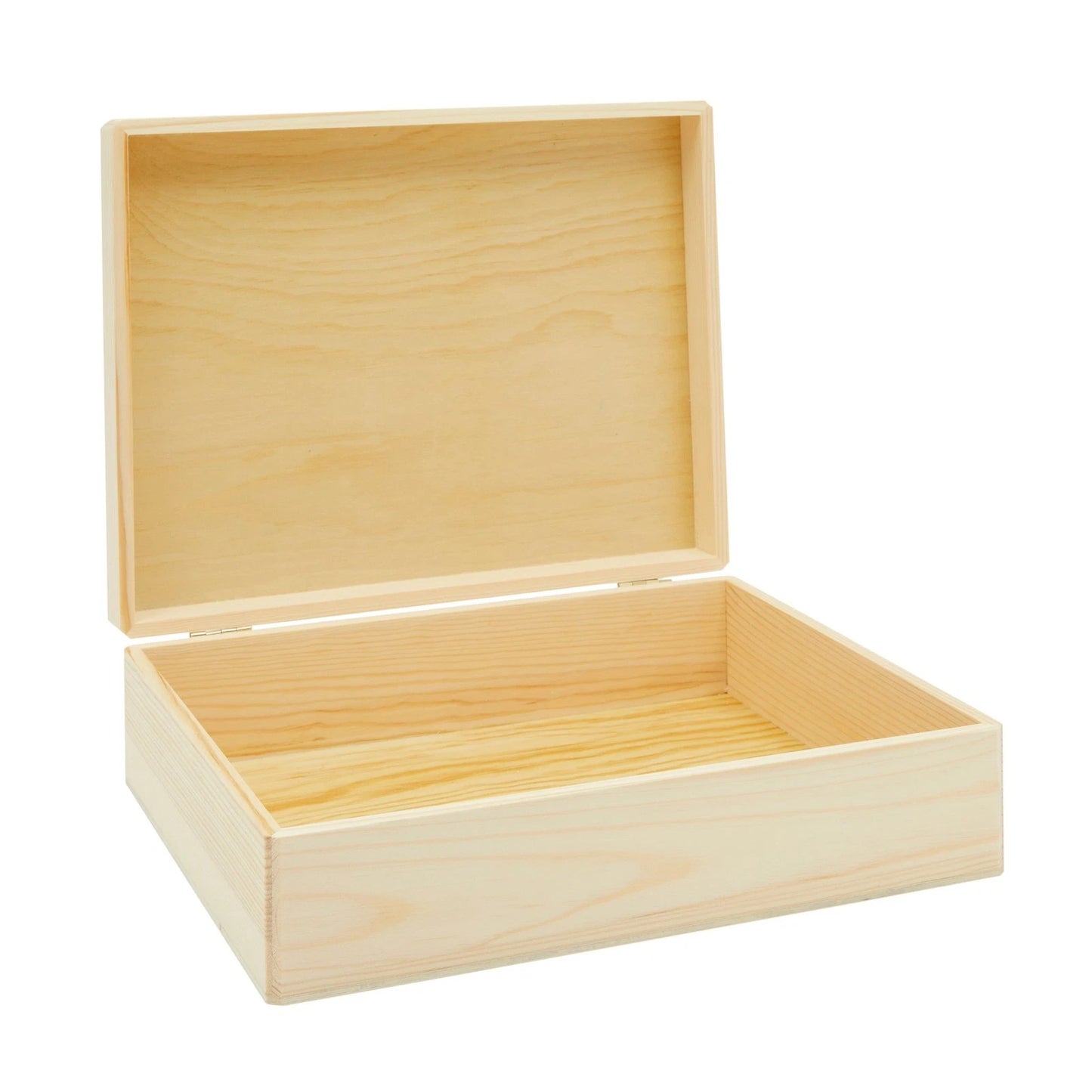 Unfinished Wooden Box with Hinged Lid