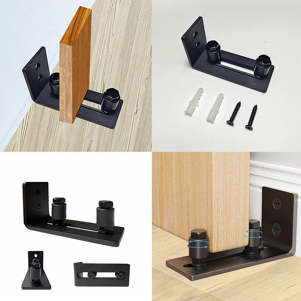 2 Pack Adjustable Wall Flat Stay Roller Guide Bottom Sliding Barn Door