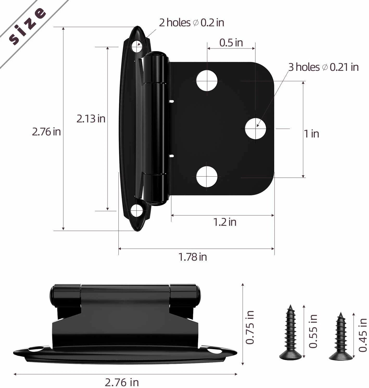 40Pcs Matte Black Cabinet Hinges