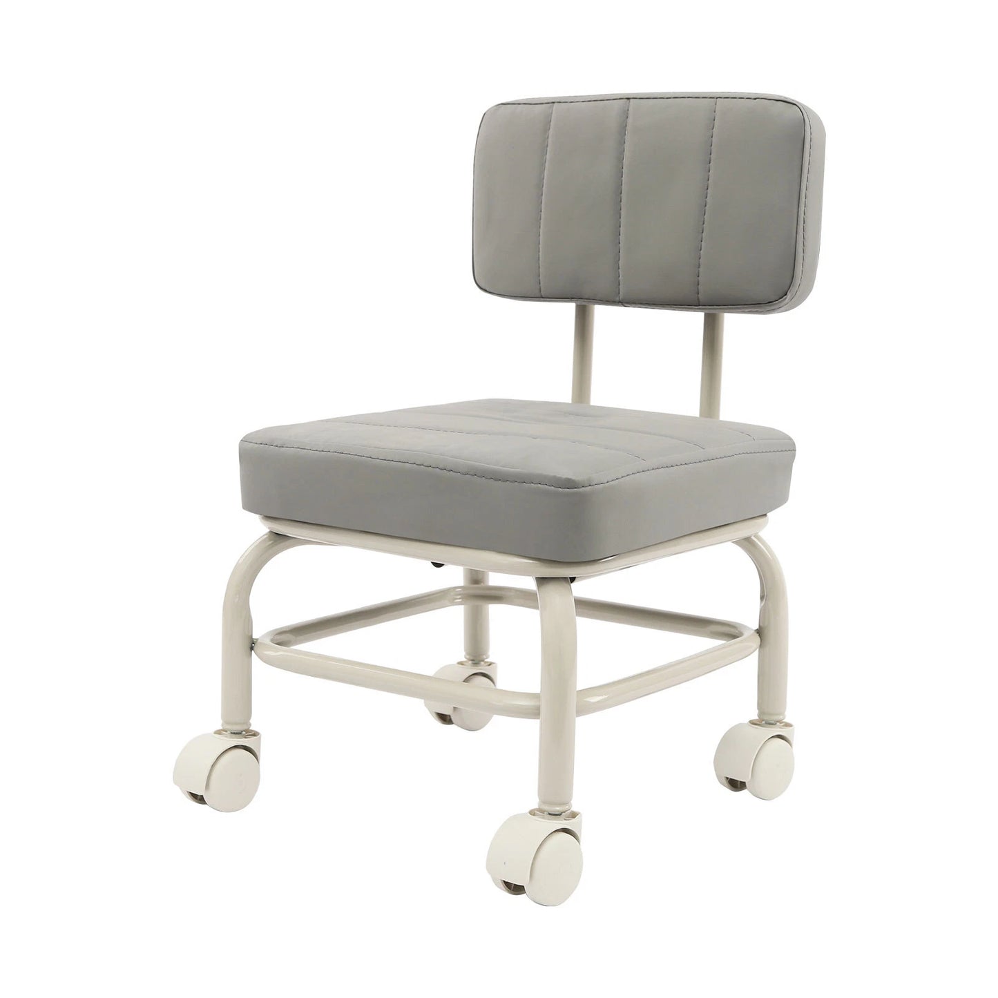 Low Rolling Stool with Backrest – Swivel Caster Wheels