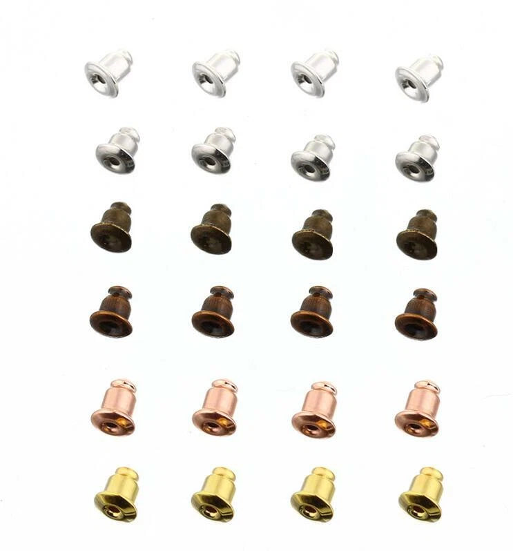 200pcs Stud Earring Backs – Bullet Barrel Ear Nut Stoppers