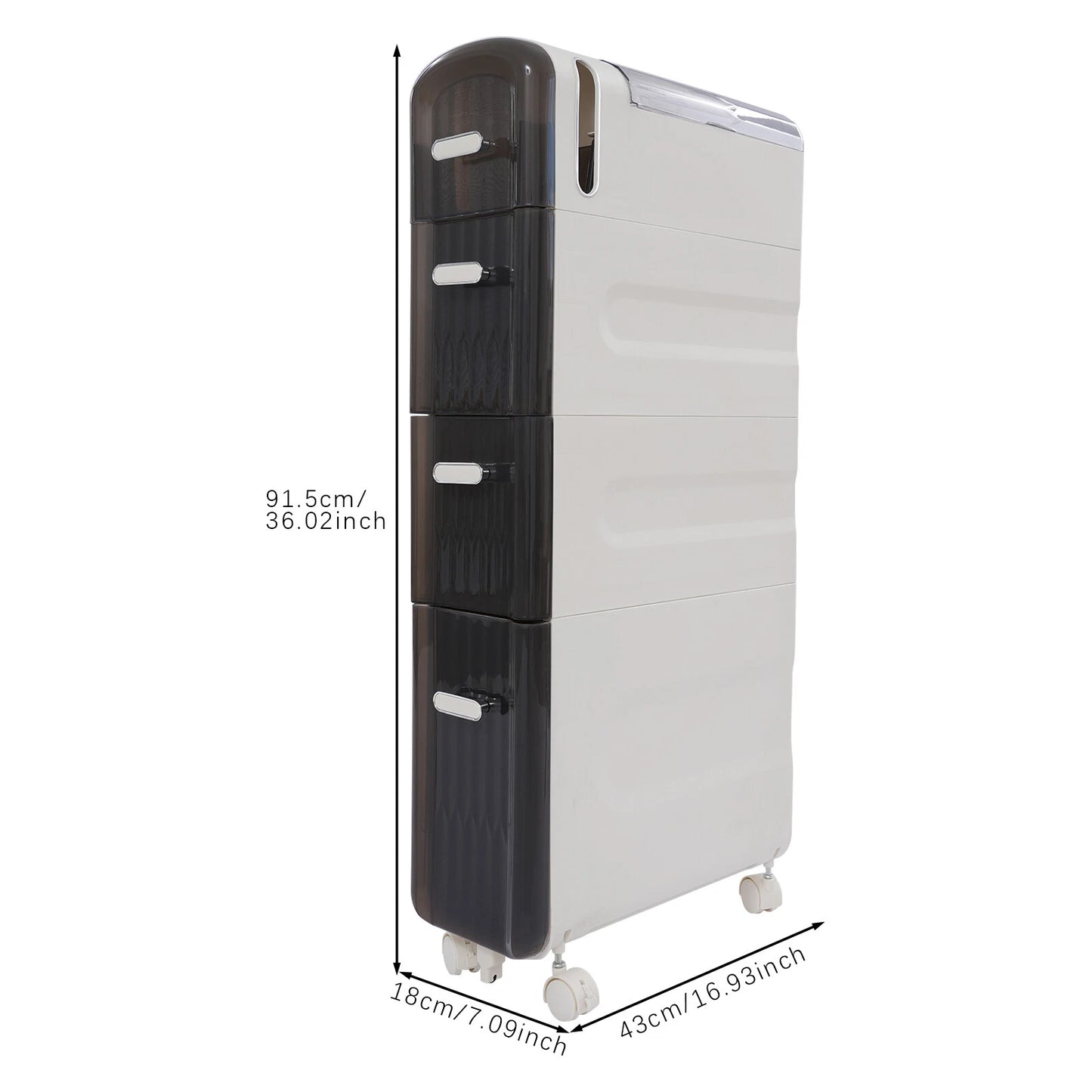 4-Tier Slim Bathroom Storage Cabinet with Drawers & Casters