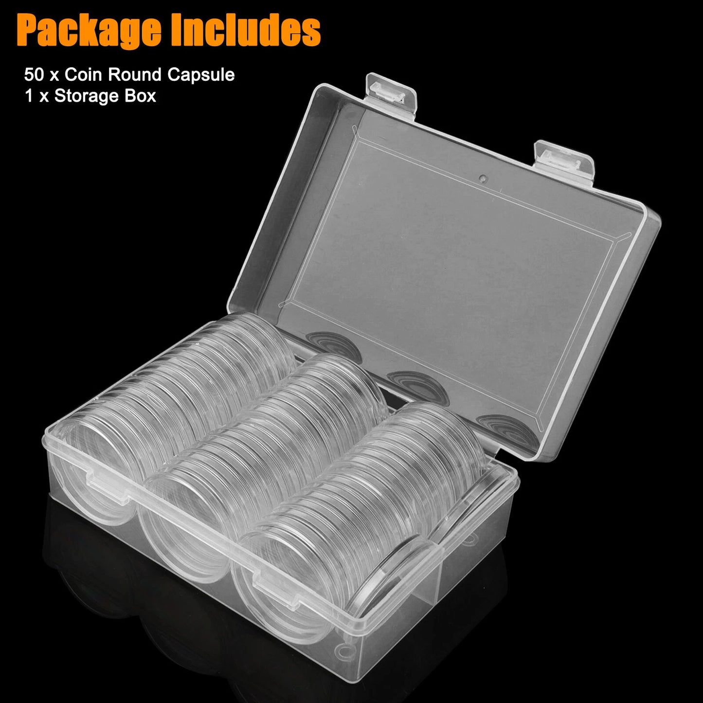 50pcs 40.6mm Coin Storage Holder Box