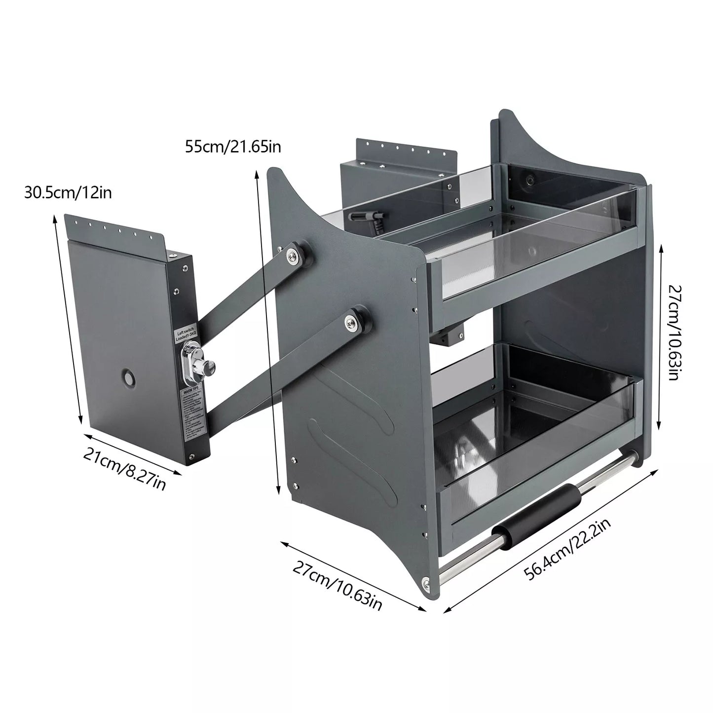 24-Inch Pull-Down Cabinet Shelf Wall Mount Storage Organizer