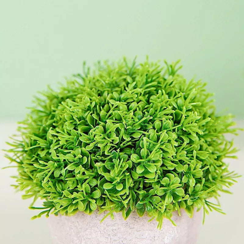 Green Gray Mini Boxwood Topiary 2 Potted Artificial Plants