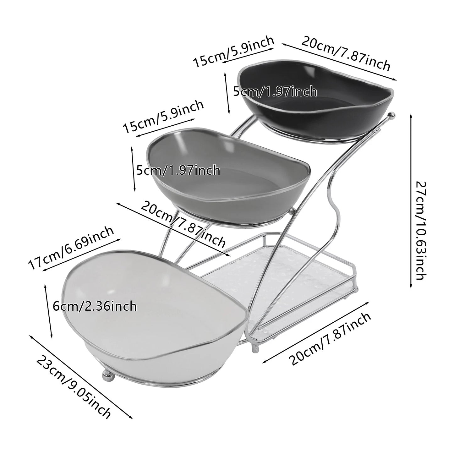 3-Tier Fruit Serving Bowl Holder with Stand