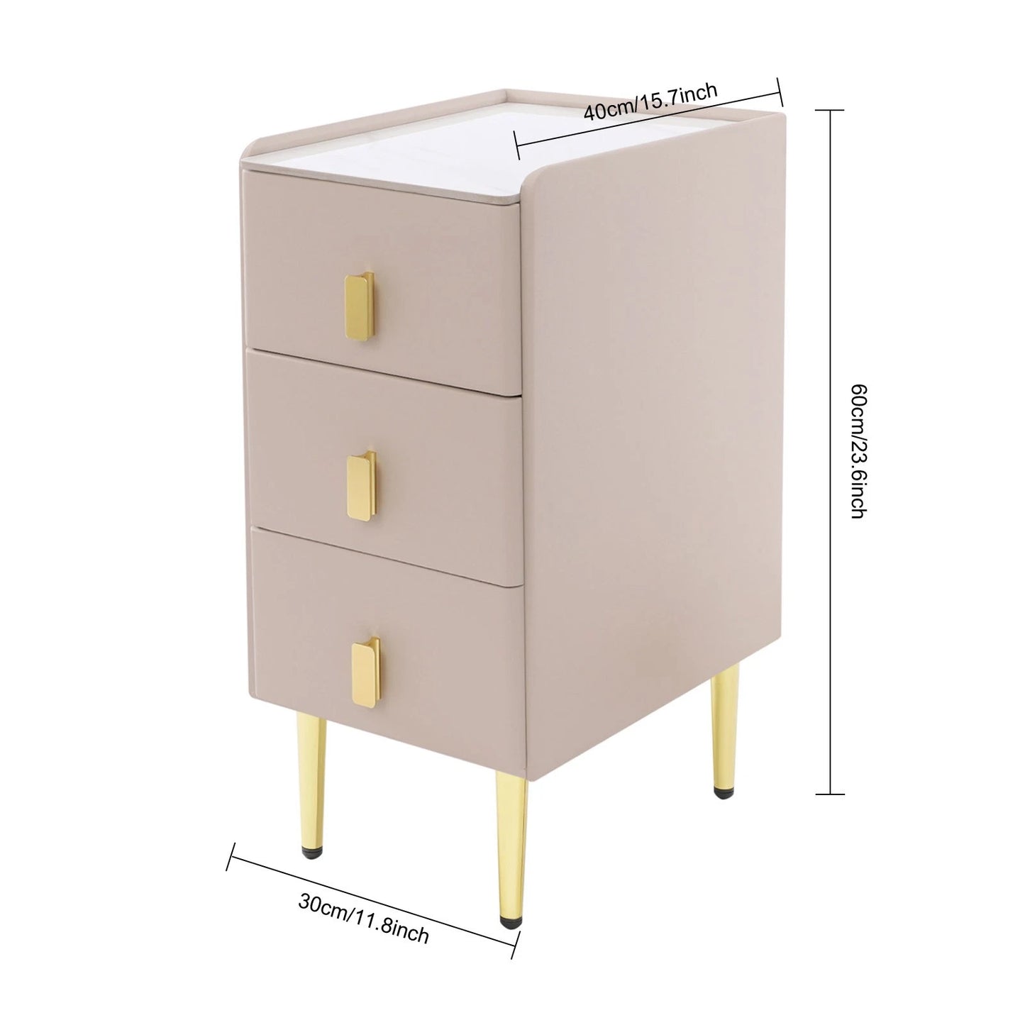 Narrow Nightstand with Drawers – Bedside Table
