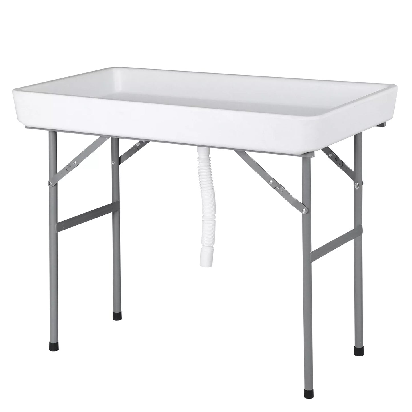Portable Ice Cooler Table with Drain & Detachable Skirt