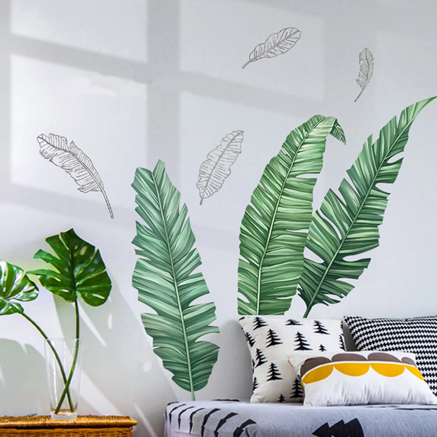 Green Tropical Banana Leaves Wall Stickers