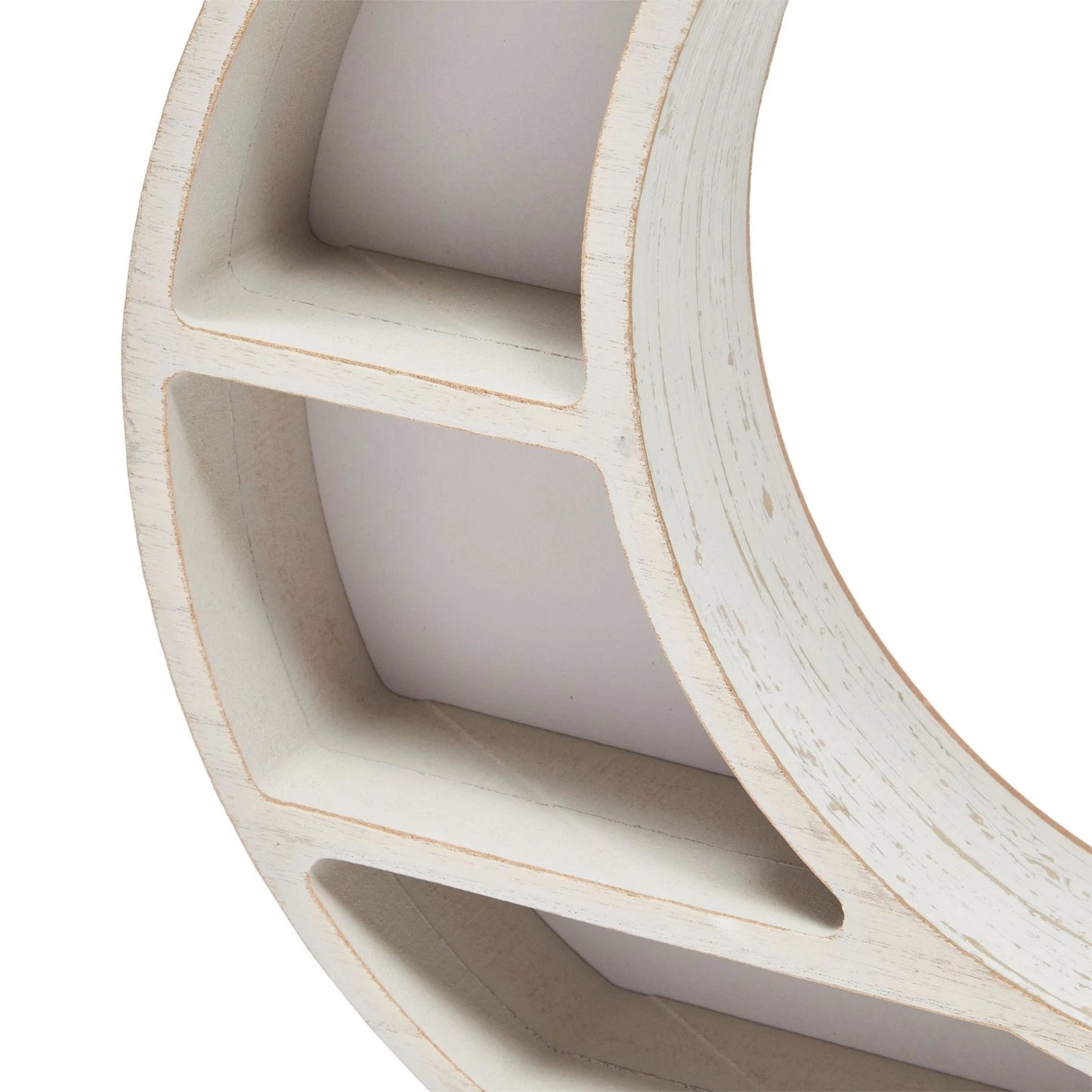 Rustic White Crescent Moon Wall Shelf