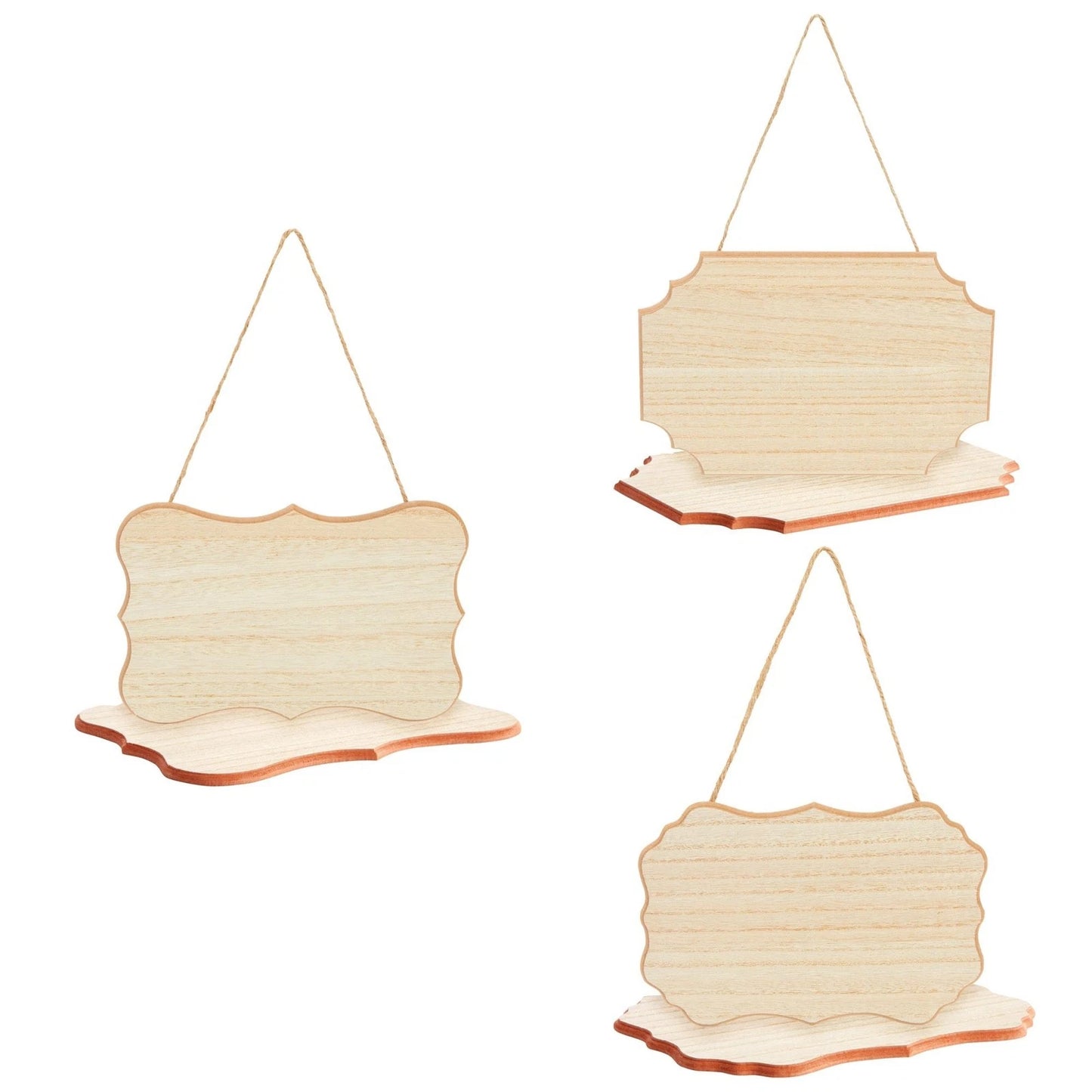 6-Pack Unfinished MDF Wood Plaques with Jute Rope