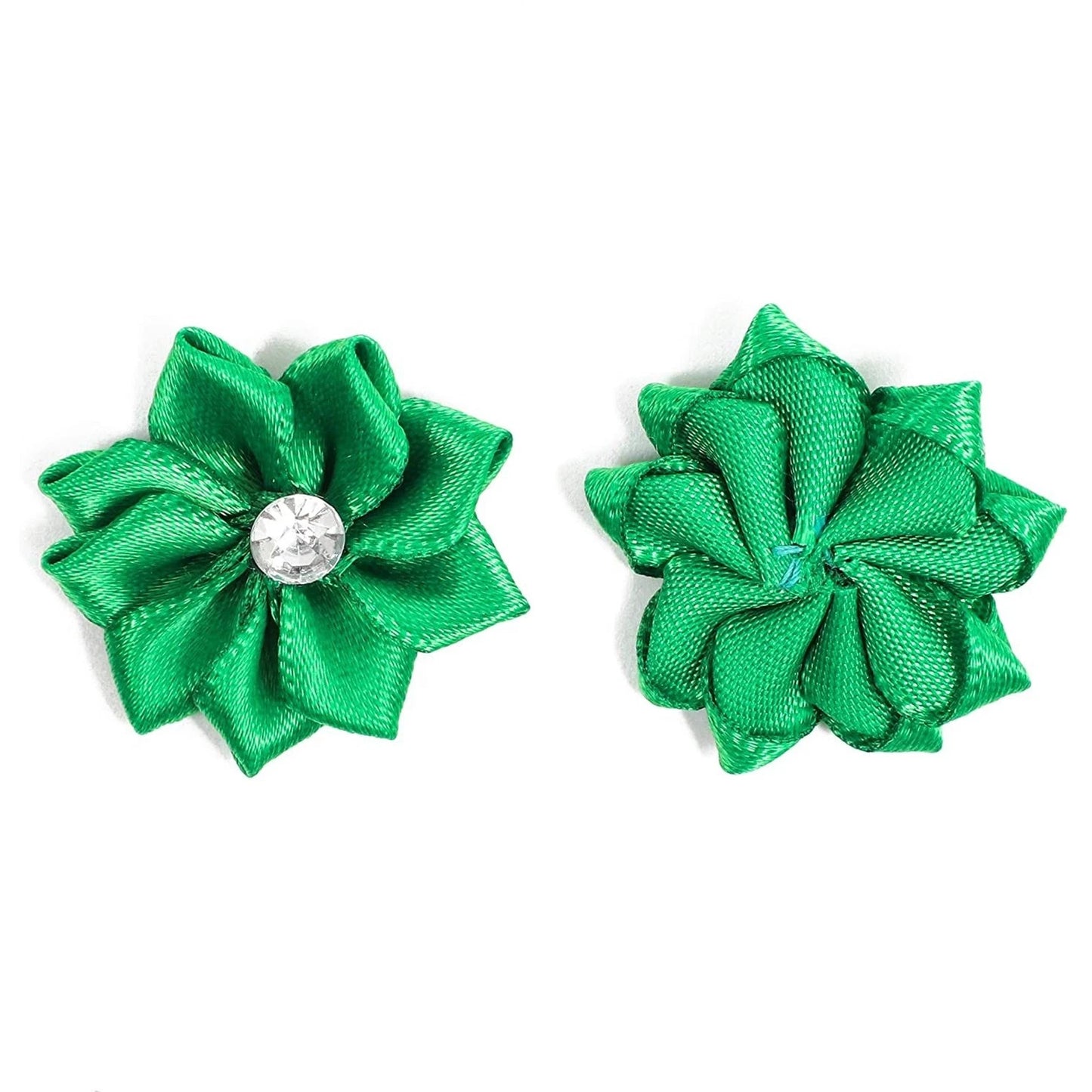 Satin Ribbon Daisy Flower Heads with Rhinestones