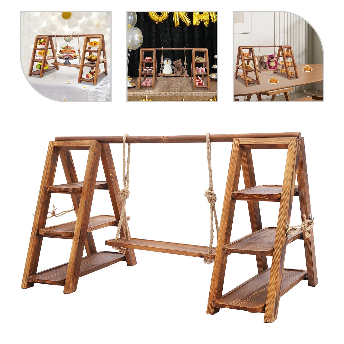 3-Tier Solid Wooden Serving Tray