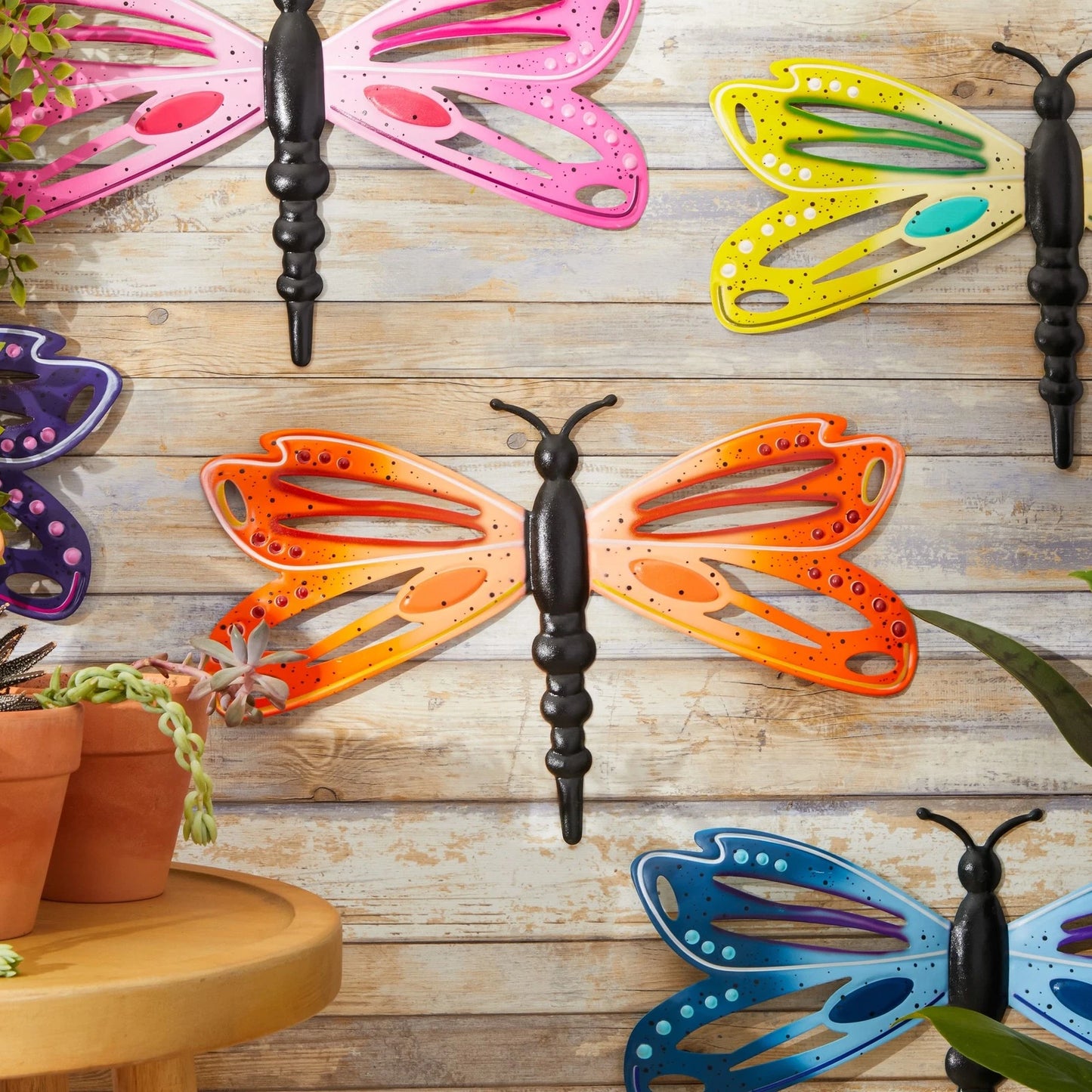 5-Pack Colorful 3D Metal Dragonfly Wall Decor