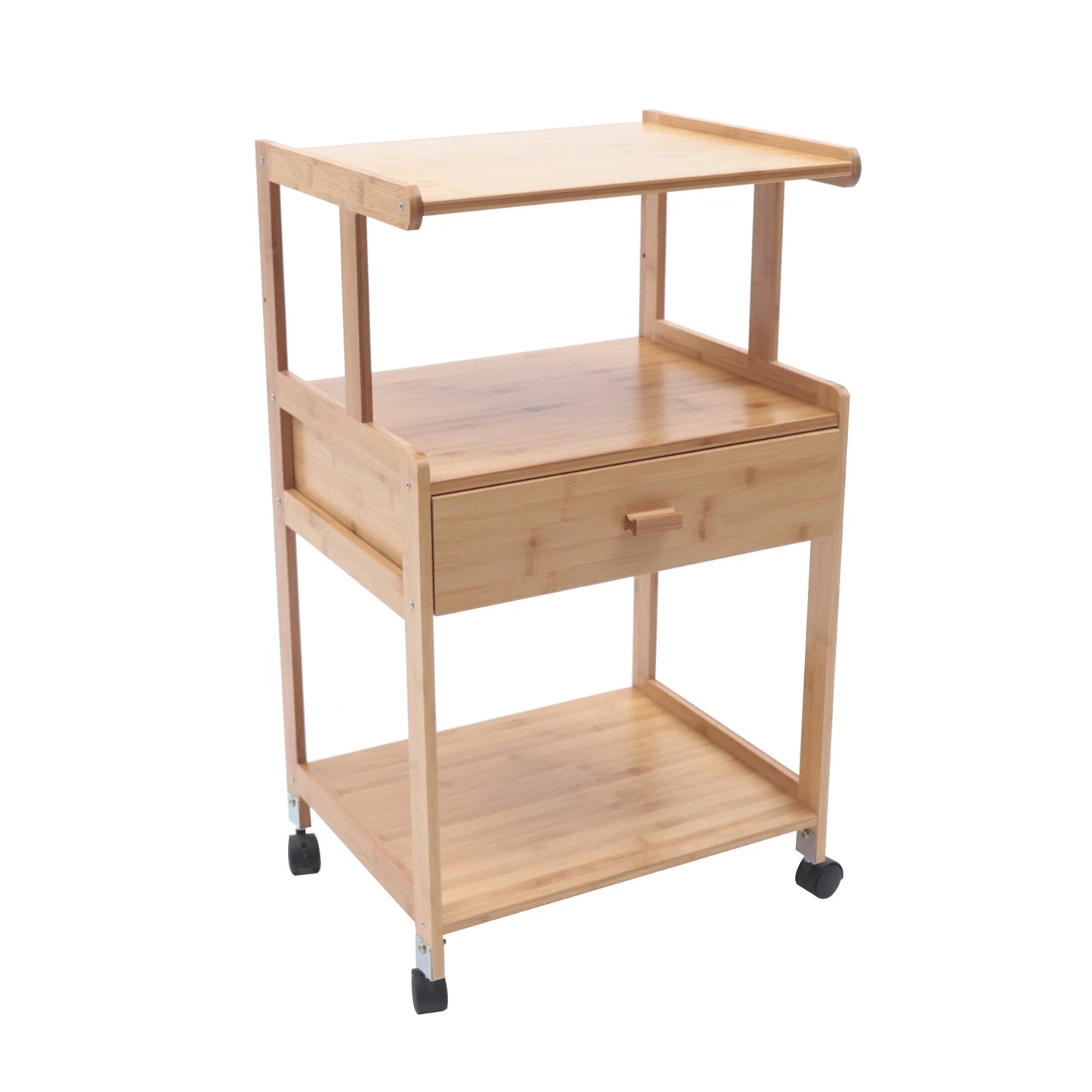 Mobile Printer Stand Rolling Cart – 2/3 Tier Bamboo Storage
