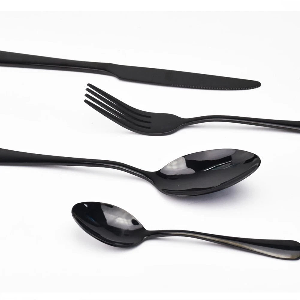 8-Piece Black Rainbow Stainless Steel Flatware Set