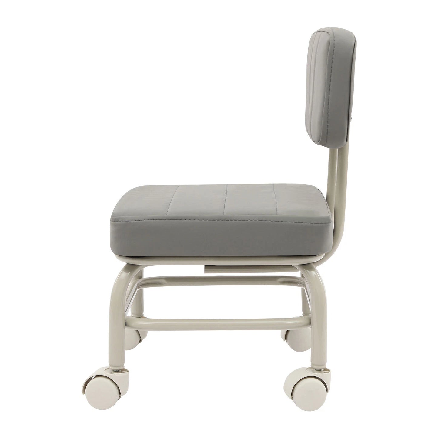 Low Rolling Stool with Backrest – Swivel Caster Wheels