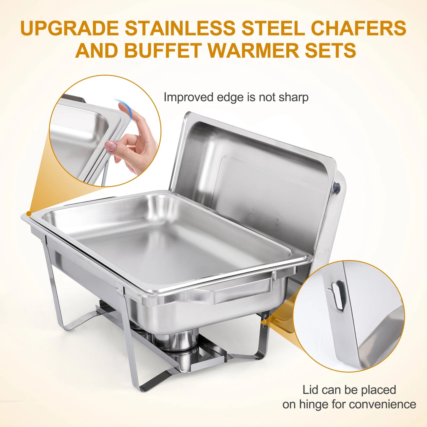 2-Pack 8 Quart Stainless Steel Rectangular Chafing Dish Set