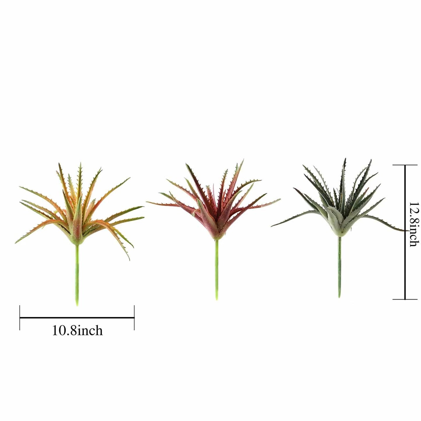 Home Collection 3PCS 12" Faux Succulent Aloe Sprays Orange Burgundy Green Artificial Stems
