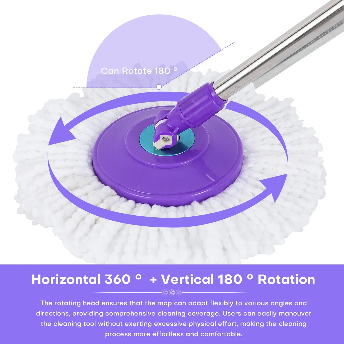 360° Rotating Spinning Mop Pole Handle Replacement – Purple