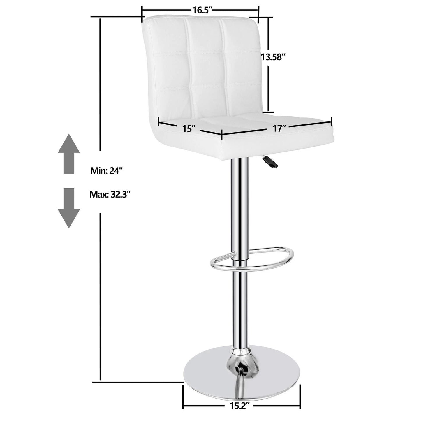 Set of 2 Adjustable Swivel Bar Stools with Footrest