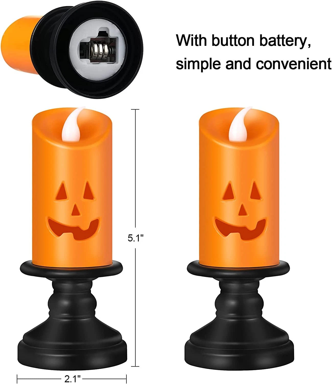 Halloween LED Pumpkin Candle Table Decor – Battery Powered