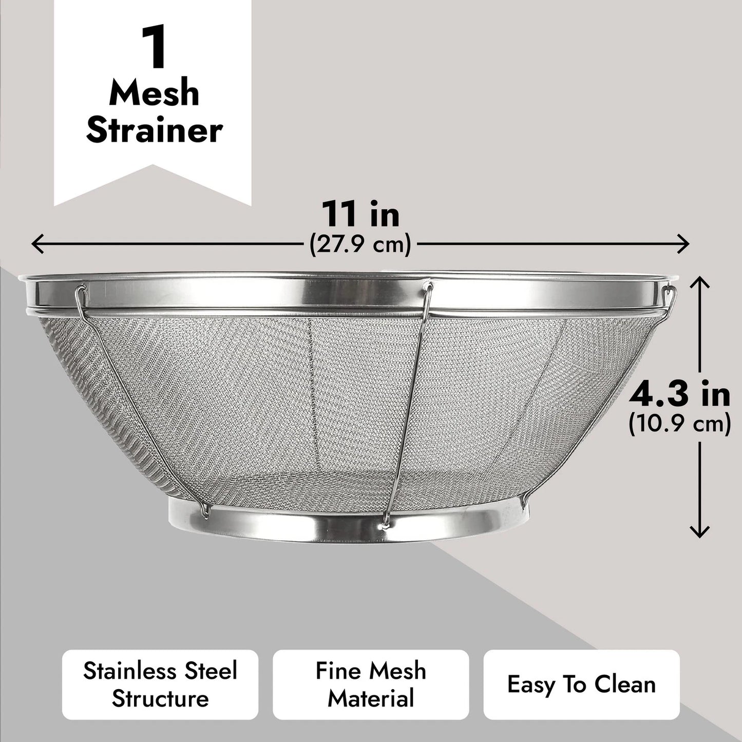 Large 11” Fine Mesh Strainer