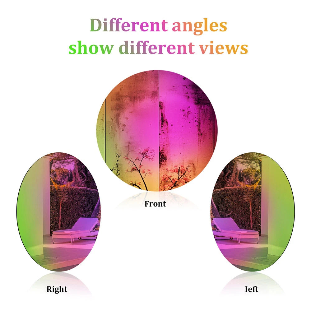 Round Wall Mirror with Iridescent Effect