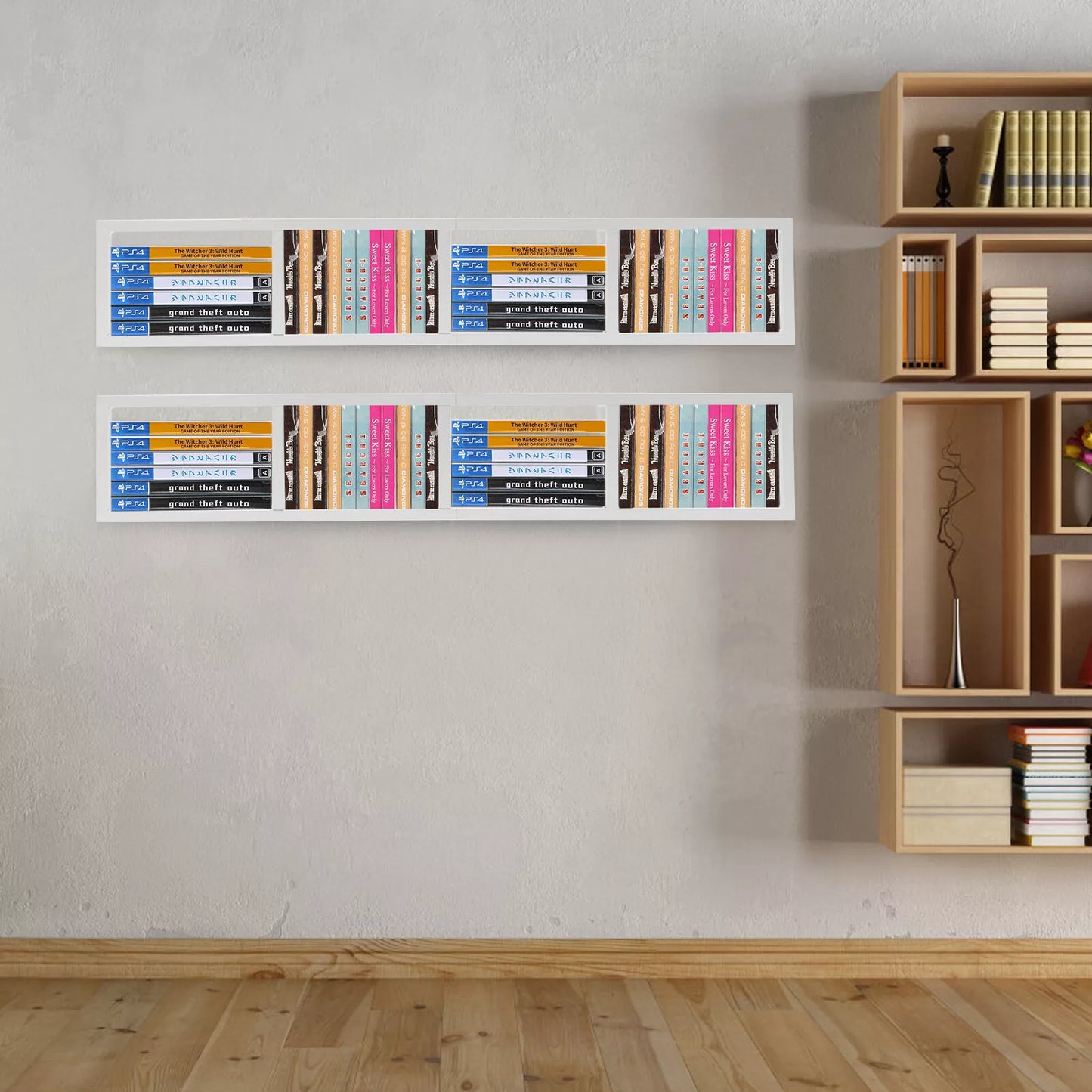 2PCS 34" Wall-Mount Media Storage Rack