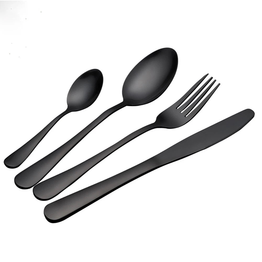 8-Piece Black Rainbow Stainless Steel Flatware Set