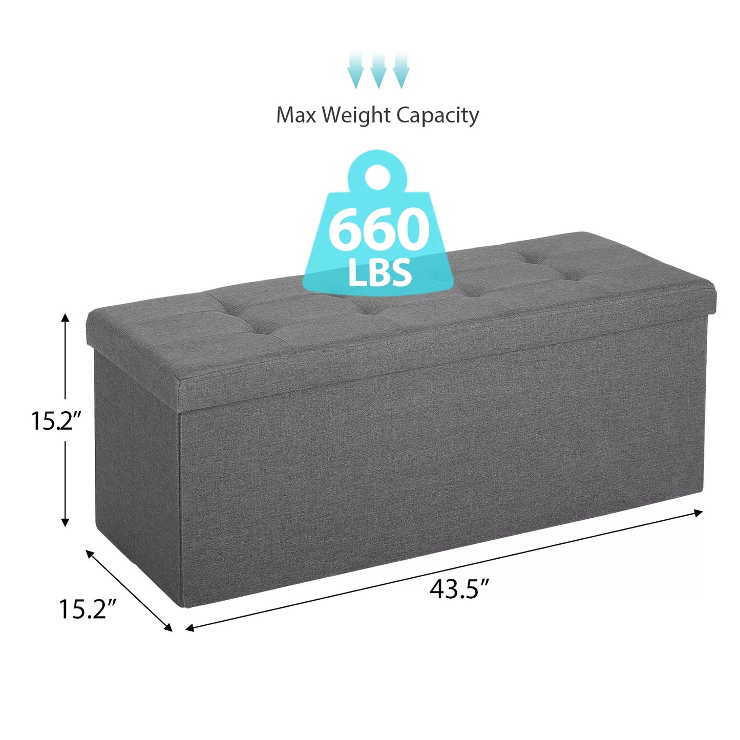 Folding Storage Ottoman Bench with Hidden Storage