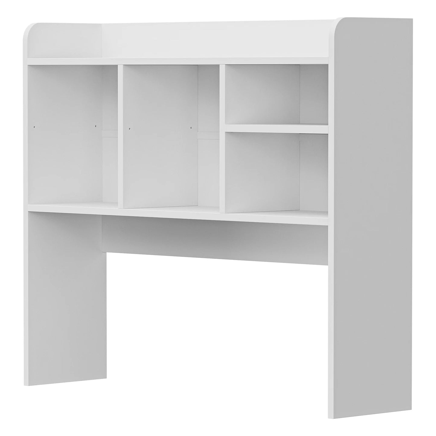 White Desktop Bookshelf Organizer with 4 Cubbies and Bottom Shelf