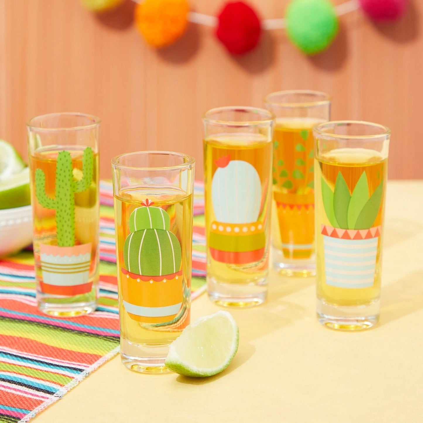5 Pack Cactus Shot Glasses Set, 2 oz Each