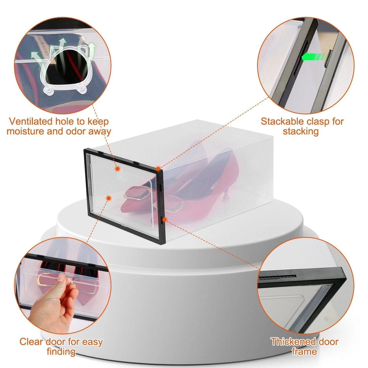 Home Collection 6Pack Foldable Stackable Shoe Box Storage