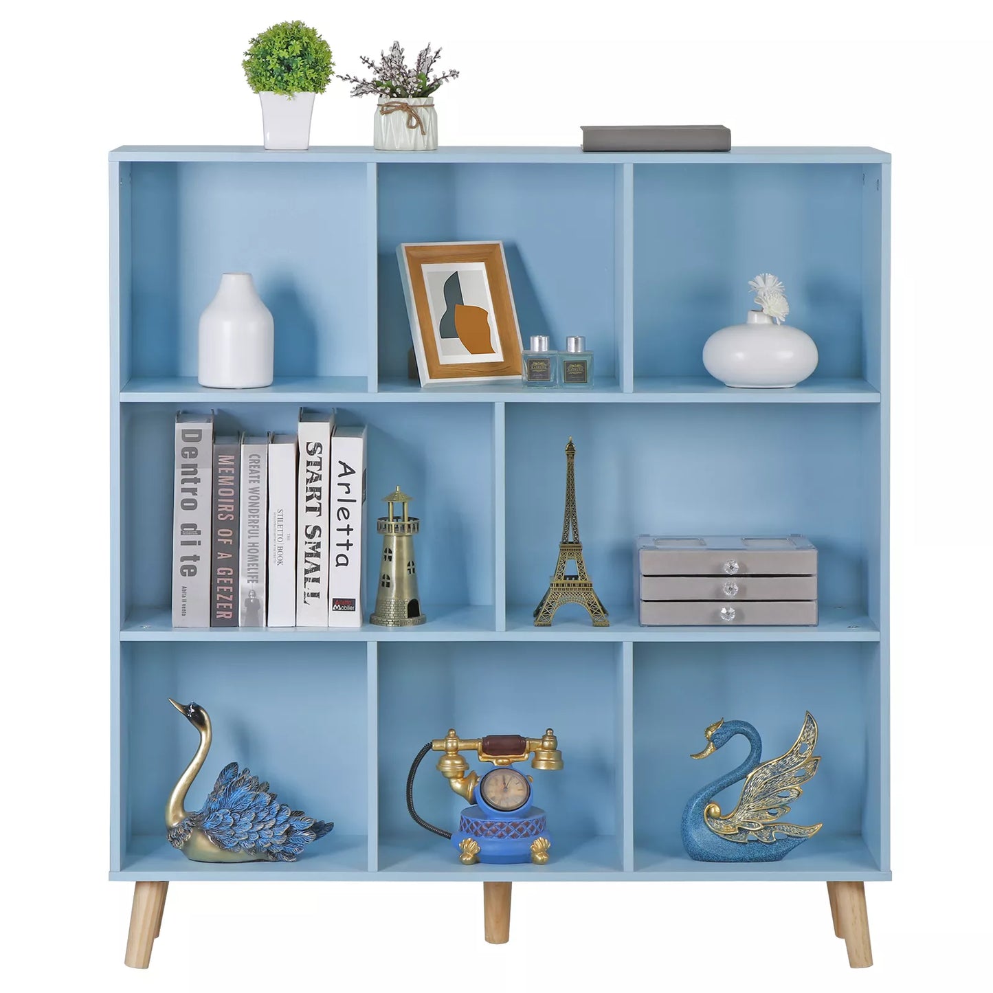 8-Cube Blue Storage Organizer Bookcase